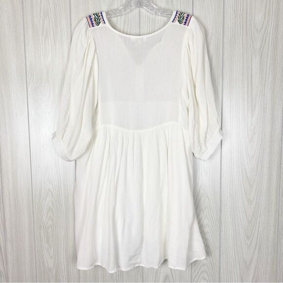 Umgee | Ruffled Floral Embroidered Peasant Dress Size Small - Picture 2 of 13